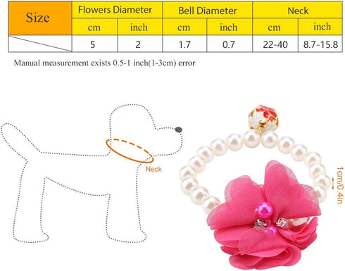 Pet Pearl Flower Collar, Elastic Cat Collar Choker Necklace Pet Dog Cat Jewelry Necklace for Puppy Collar Jewelry Accessory(Rose Red)...