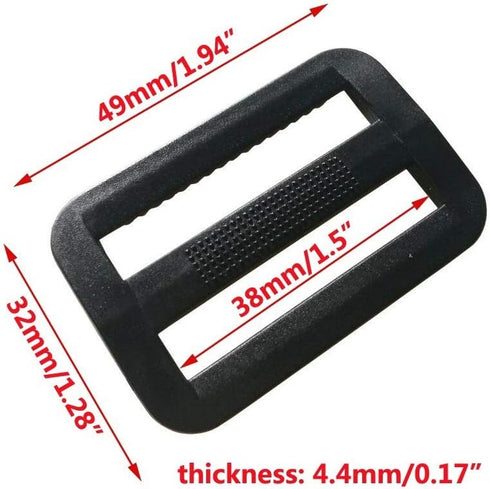 20 Pcs 1-1/2 Inch Plastic Triglides Slides for Webbing, Fasteners Strap and Backpack (38mm, Black)...
