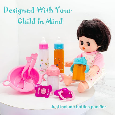 Baby Doll bottle Accessories Toys Baby Doll Magic bottles Playset Disappearing Bottles with Pacifier for Little Girls (big set(for 12-18" doll))...