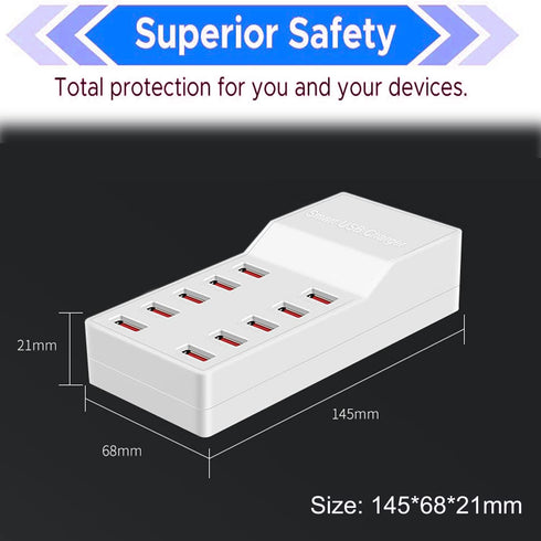USB Charger Station,10-Port 50W/10A Multiple USB Charging Station,Multi Ports USB Charger Charging for Smartphones?Tablets?and Other USB Devices.....