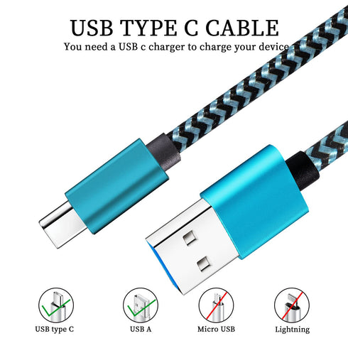 C Cords 3A Fast Charge Tpc010 2 Pack(6Ft 3A) Braided C Charger Cables Compatible with Samsung S10e/note 9/s10/s9/s8 Plus/A80/A50/A20...