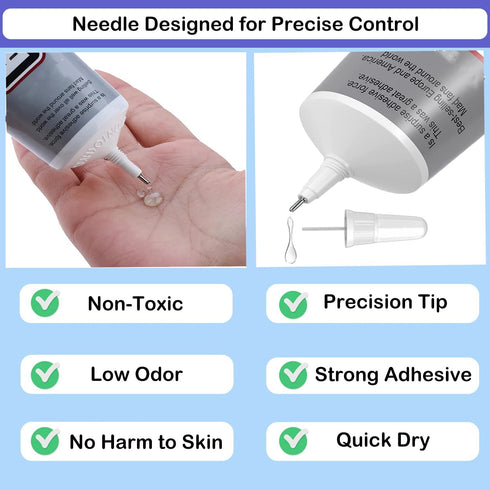 B6000 Jewelry Glue Clear Rhinestone, Inlay Glue, Pendant Adhesive, CVVTSPE Craft Adhesive Glue with Precision Tip Multifunctional Fabric Glue (15,...