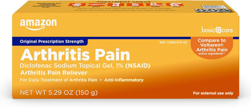 Amazon Basic Care Arthritis Pain Relieving Gel, Diclofenac Sodium Topical Gel, 1% (NSAID), 5.29 ounce (Pack of 1) (150 grams)...