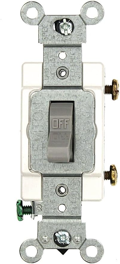 Leviton CS120-2GY 20-Amp, 120/277-Volt, Toggle Single-Pole AC Quiet Switch, Commercial Grade, Grounding, Gray...