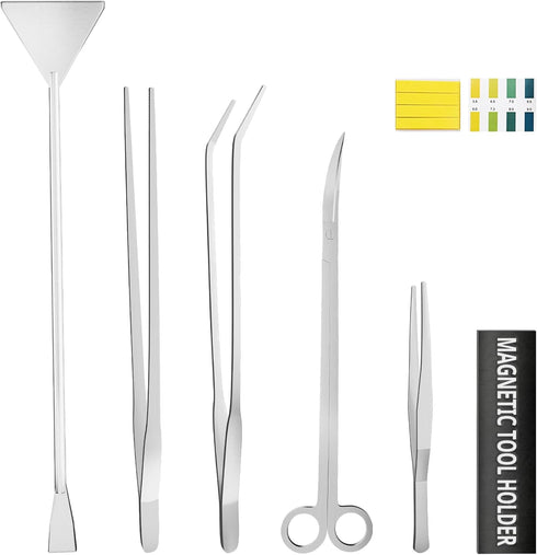 7PCS Aquascape Tools Kit, Premium Aquascaping Tools for Aquarium Plant - Long Aquarium Tweezers, Sand Spatula, Scissors for Fish Tank Plant Trimmi...
