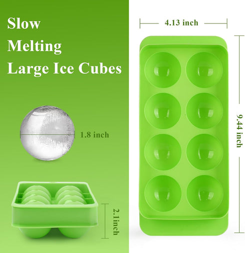 Round Ice Cube Mold,8 PCS x 1.8 inch Whiskey Ice Cubes,Circle Ice Cube Tray with Lid,Large Ice Ball Maker Mold Sphere Ice Cube,Large Ice Cube Mold...