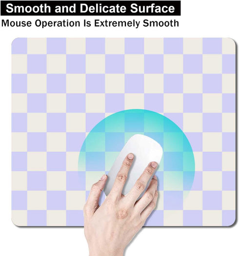 Pastel Purple Checkered Mouse Pad, Cute Boho Mousepad for Home Office, Anti-Slip Rubber Mice pad for Computer & Laptop, 9.5x7.9 inch, Pink Pattern...