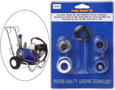 Aftermarket 244194 Pump Repair Packing Kit for Airless Paint Spray 390 395 490 495 595...