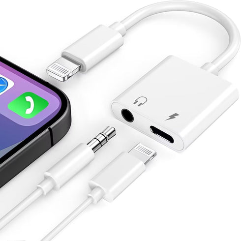 Headphone Adapter for iPhone, 2-in-1 Headphone Splitter, Dongle for iPhone with 3.5mm AUX Audio Jack and 60W Charging Port Compatible with iPhone ...