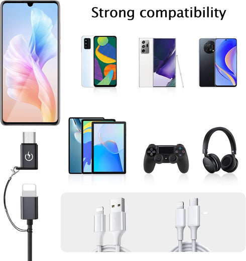 USB C to Lightning Adapter, Supports PD Fast Charging, Suitable for USB C Male to i-OS Female adapters (2), Does not Support Headphone Audio Playb...