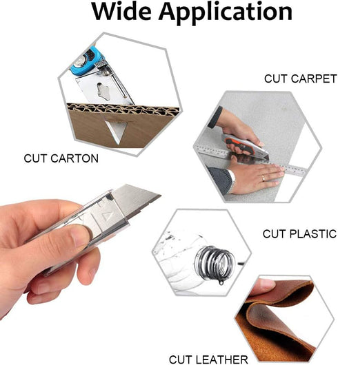 Box Cutter Blades 100 Pack Utility Knife Blades SK5 Steel Heavy Duty Razor Blades Replacement for with Storage Box for Roofing Cardboard Carpet Va...