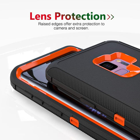 Case for Galaxy S9 Plus, Heavy-Duty Tough Rugged Shockproof Drop Protective Cover Cases for Samsung Galaxy S9 Plus, Black+Orange...