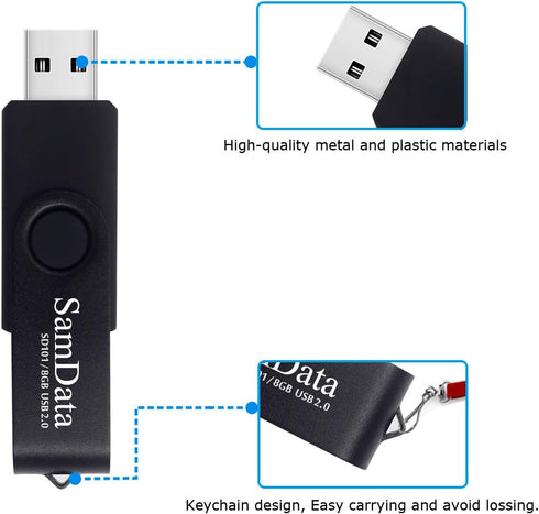 8GB USB Flash Drives 2 Pack 8GB Thumb Drives Memory Stick Jump Drive with LED Light for Storage and Backup (2 Pack Black)...