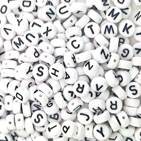 600 PCs 7mm Letter Beads Set DIY Black White Acrylic Alphabet Letter Cylinder Column Beads for Jewelry Making, Bracelets, Necklaces, Key Chains (W...