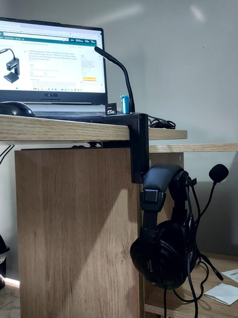 LAGOZ Headphone Stand, Headphone Holder, Headset stand, Headset Holder for Desk, Headphone Hanger Mount Adjustable with 3 USB, Gaming Organizer, 3...