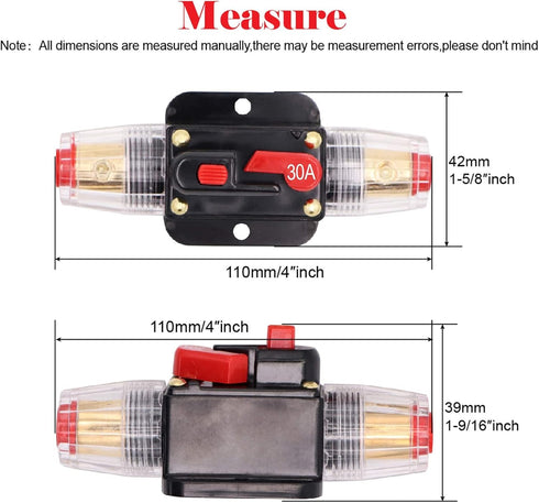 12V 30A Circuit Breaker Reset Fuse PowMr, Audio Inline Fuse Holder 30 Amp With Manual Reset for Car Audio, Stereo Switch and Solar Inverter System...