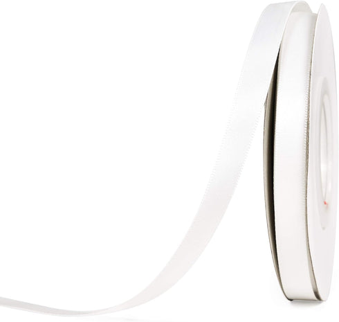 YAMA White Double Faced Satin Ribbon 3/8 Inch 25 Yards Thin White Ribbon for Gift Wrapping Crafts Bows Wedding Party Decoration...