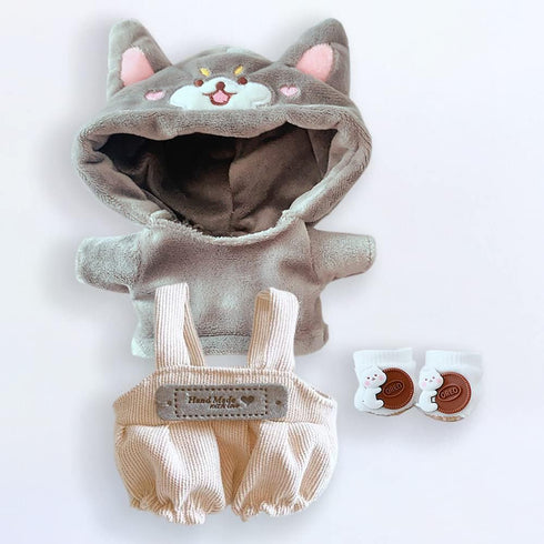 niannyyhouse Dog Suit Dress Up Hoodie Corduroy Overalls Shoes 7.8in?20cm? Plush Doll Stuffed Figures Toys Clothes Accessories (Gray)...