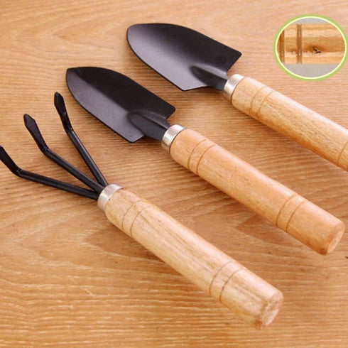 Mini Garden Shovel Weeding Household Flower Shovel Pot Plant Bonsai Tool Wooden Handle Gardening Potting Tool Handle Rake Gardening Shovel...