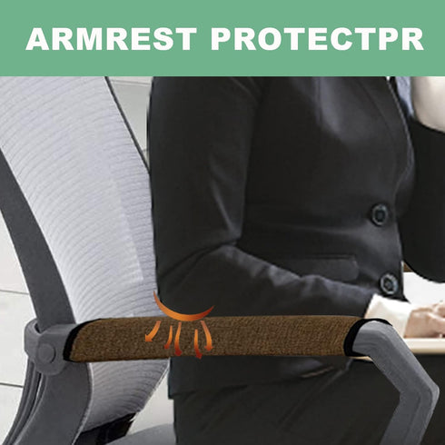Linen Office Chair Arm Covers Computer Chair Armrest Pads Covers Adjustable Desk Chair Arm Covers Wheelchair Armrest Protector, Set of 2, Brown...