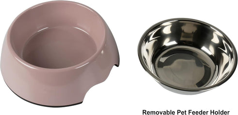 M&BGWPP Melamine Plastic Dog Food Bowl, Non Skid Base?Anti-Slip Pet Feeder Bowls, 2-in-1 Removable Stainless Steel Pet Water&Food Bowl for Dogs an...