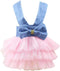 Dog Clothes Small Dogs Harness Leash Yorkie Dresses for Girl Pink Blue Outfits Cute Dog Dress XS...