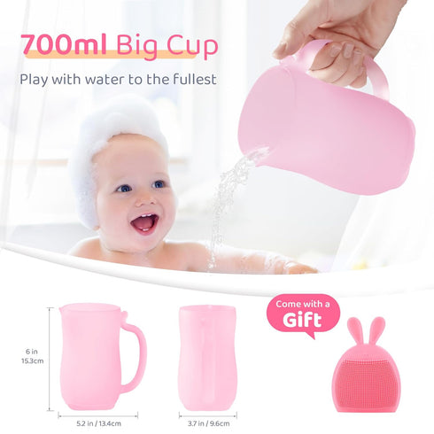 Baby Bath Rinse Cup, Silicone Baby Shampoo Rinser (pink)...