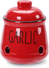 HAOTOP Garlic Keeper with Lid, Ceramic Mini Garlic Container Saver for Countertop, Keep Your Garlic Cloves Fresh, Red...