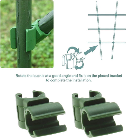 50X Plant Trellis Cane Connector, Climbing Rattan Stent Accessories Plant Connector Stake Clip for Garden Orchard Tomato Cage 11mm (7/16 inch)...