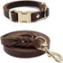 Leather Dog Leash 5ft for Small Dogs,Braided Leather Leash and Dog Collar Set,Strong Dog Training Leash,Soft Comfortable Dog Training Leather Leas...