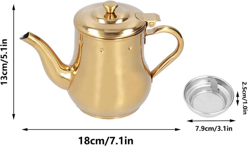 Stainless Steel Tea Pot With Filter Rust Proof Durable Oil Strainer Pot For Hotels Restaurants Homes 850ml Tea Kettle(Gold)...