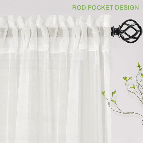 BUHUA White Sheer Curtains 84 Inches Long Rod Pocket Window Treatment Voile Panels 55" X 84" Length for Kitchen/Bedroom/Living Room Set of 2 Panel...