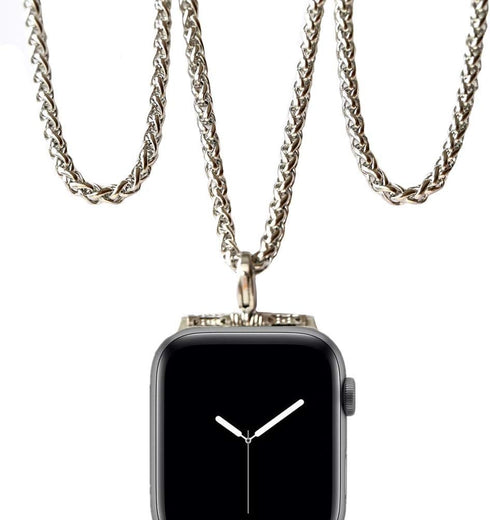 Stainless Steel Chain Necklace Pendant Compatible with Apple Watch 42mm Series 3 2 1 / 44mm Series 5 4 New Smartwatch Polished Silver Metal Neckba...