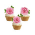 Not 3D 24Pcs Edible Cupcake Topper Pink Rose By Rice Paper Cake Decoration Party Decoration...