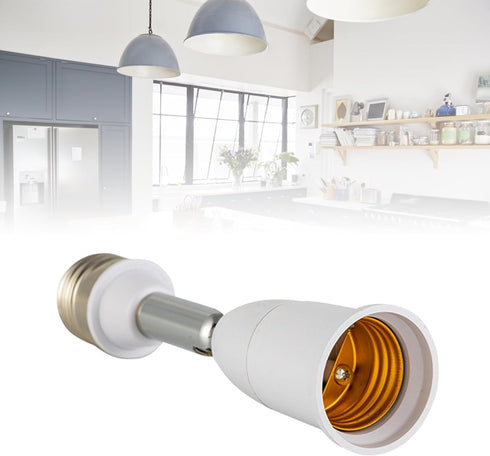1Pc White E26/E27 Light Bulb Socket Extender Adapter 180 Degree Bendable Light Fixture E26/E27 to E26/E27 Base Adjustable E26/E27 to E26/E27 Socke...