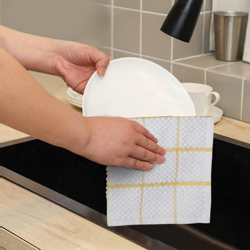 AMOUR INFINI Cotton Kitchen Dish Cloths Set of 8 – Highly Absorbent, Super Soft Premium Terry Cleaning Cloth (12"x12" Inch) Premium Dishcloths for...