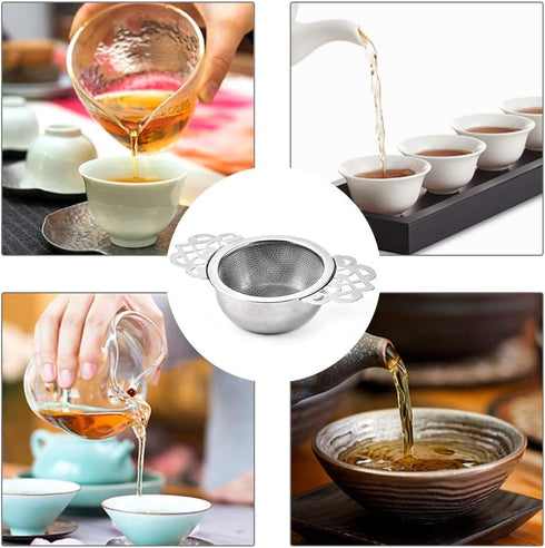 Picowe 2 Pack Tea Strainer Bowl, Stainless Steel Sliver Tea Strainers for Loose Tea Fine Mesh for 2.5-4 Inch Cup Mouth...