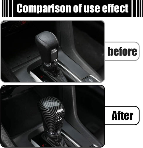 1 PC Car Gear Shift Knob Cover, ABS Arc Automatic Transmission Lever Cap Replacements, Automotive Decorative Accessories Compatible with 10th Civi...