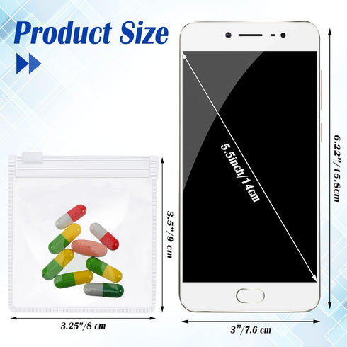 Pill Pouch Bags Zippered Pill Pouch Reusable Pill Baggies Clear Plastic Pill Bags Self Sealing Travel Medicine Organizer Storage with Slide Lock f...