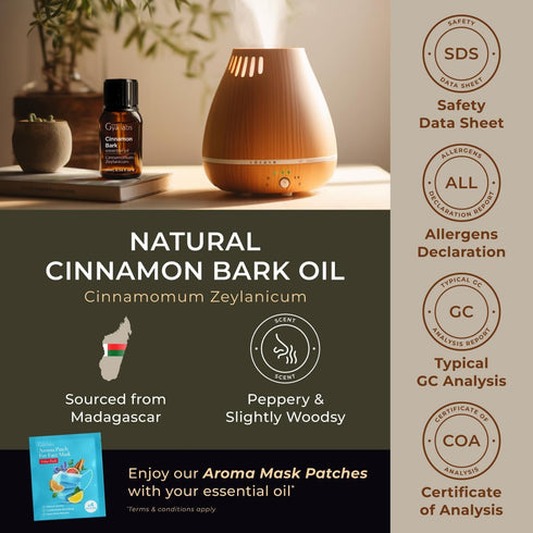 Gya Labs Cinnamon Essential Oil for Diffuser - 0.34 Fl Oz - 100% Pure Natural Cinnamon Bark Essential Oil for Skin, Hair, Lips Body & Candle Makin...