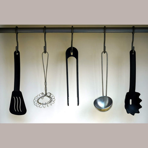 Stainless Steel Closet Rod Hooks, Heavy Duty Utility Hooks for Hanging Pots,Pans,Mugs,Towels,Oven Mitts,Adjustable J Typed Kitchen Hooks Fit for 2...