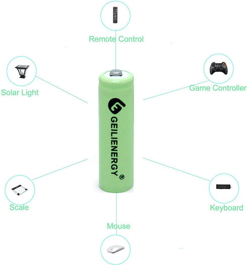 AA Solar Light Batteries NIMH 600mAh 1.2V Double A Rechargeable for Garden Lawn Landscaping Solar Lights Remotes Mice(12Pcs)...
