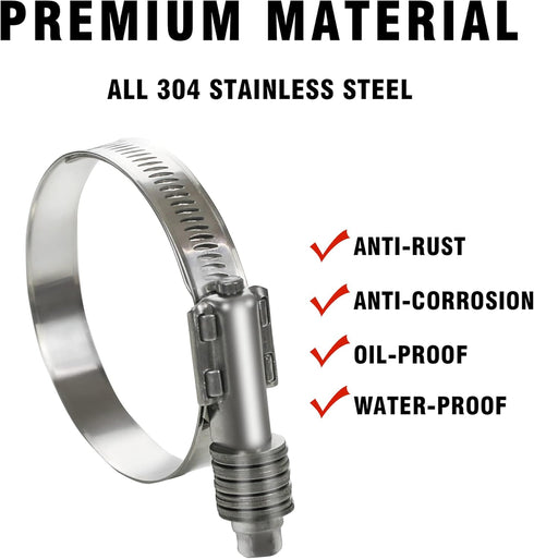 2 Pack Heavy Duty Worm Hose Clamp, Adjustable Range 2 1/4"-3 1/8" (57-79mm) 304 Stainless Steel Worm Gear Drive Hose Clamps for Water Pipe, Plumbi...