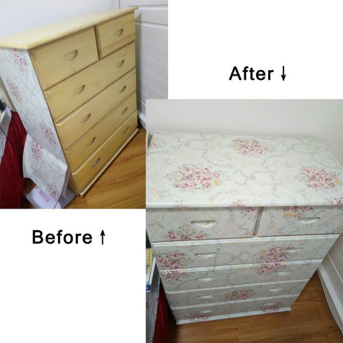 LovingWay 14.7 feet Wallpaper Roll Retro Floral Shelf Liner 17.7x177 Inch Self-Adhesive Dresser Drawer Covering Paper DIY Makeup Organizers Boxes ...