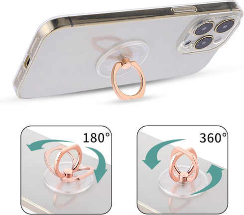 Transparent Phone Ring Holder Grip Cell Phone Ring Holder Finger Kickstand 360° Degree Rotation Clear Phone Ring Stand for Cell Phone Tablet Case ...
