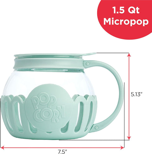 Ecolution Patented Micro-Pop Microwave Popcorn Popper with Temperature Safe Glass, 3-in-1 Lid Measures Kernels and Melts Butter, Made Without BPA,...
