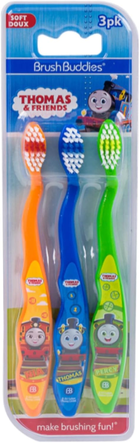 Brush Buddies Thomas & Friends Toothbrush for Kids, Toddler Toothbrushes, Children's Toothbrushes, Soft Bristle Toothbrushes for Kids, 3PK...
