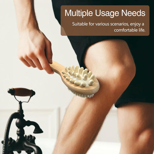 Dry Body Brush for Lymphatic Support + Cellulite Massage - Natural Bristle Skin Exfoliator for Back, Legs, and Feet - Body Scrub for Ingrown Hair ...
