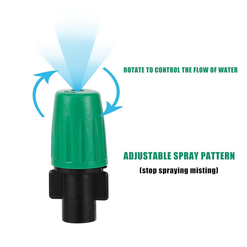 Misting Cooling System Drip Irrigation System Spray with 20 Adjustable Nozzles.20 Lock Barbed 6mm to 1/4 Inch Tee, 5 Lock Barbed End Plugs for Out...