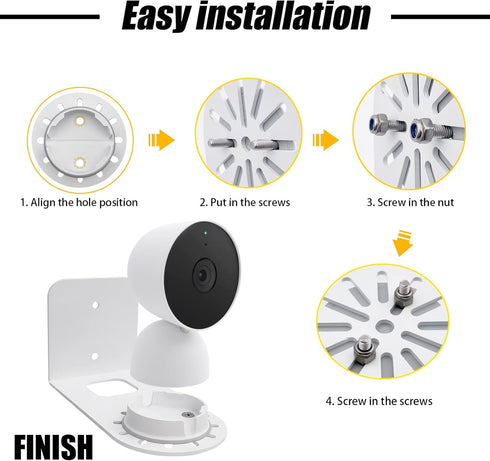Metal Wall Mount Holder fits for Google Nest Indoor 2nd Generation Wired Security Cam, Flexible Installation Camera Shelf for Better View Angle Mo...